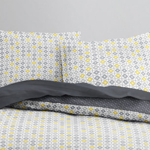 Parure housse de couette 3pcs 100% coton 57fils gris