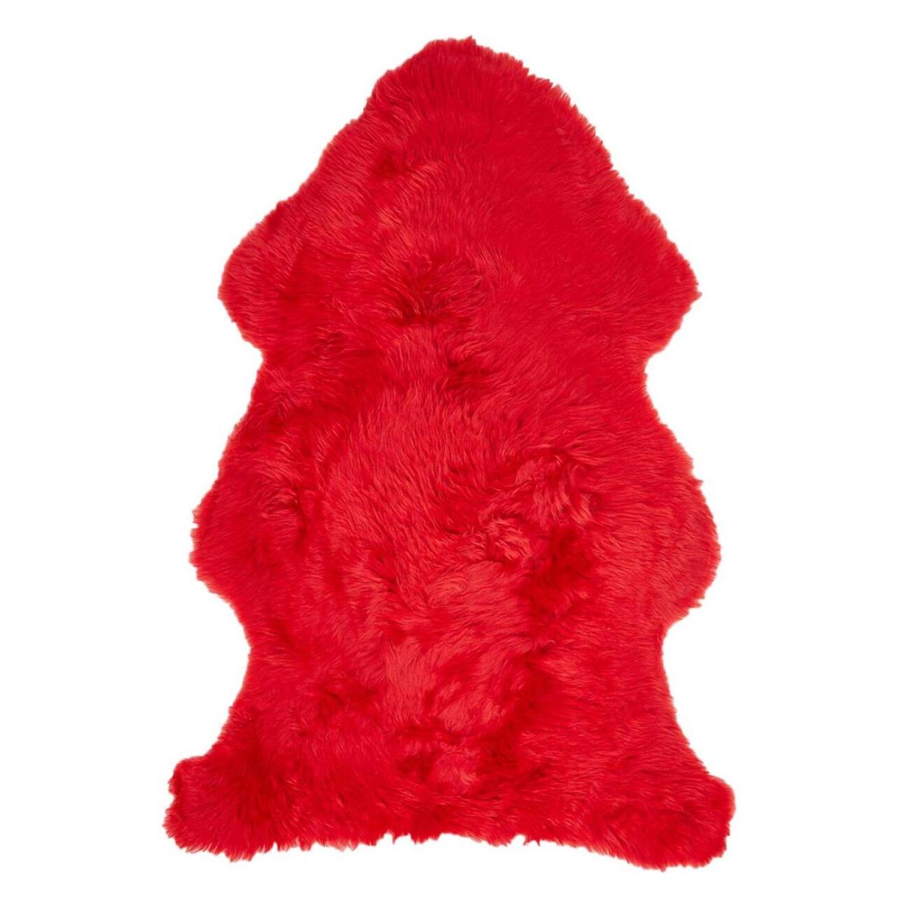 Authentique peau de mouton chaude et épaisse, teintée rouge