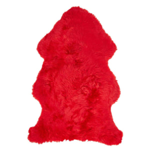 Authentique peau de mouton chaude et épaisse, teintée rouge