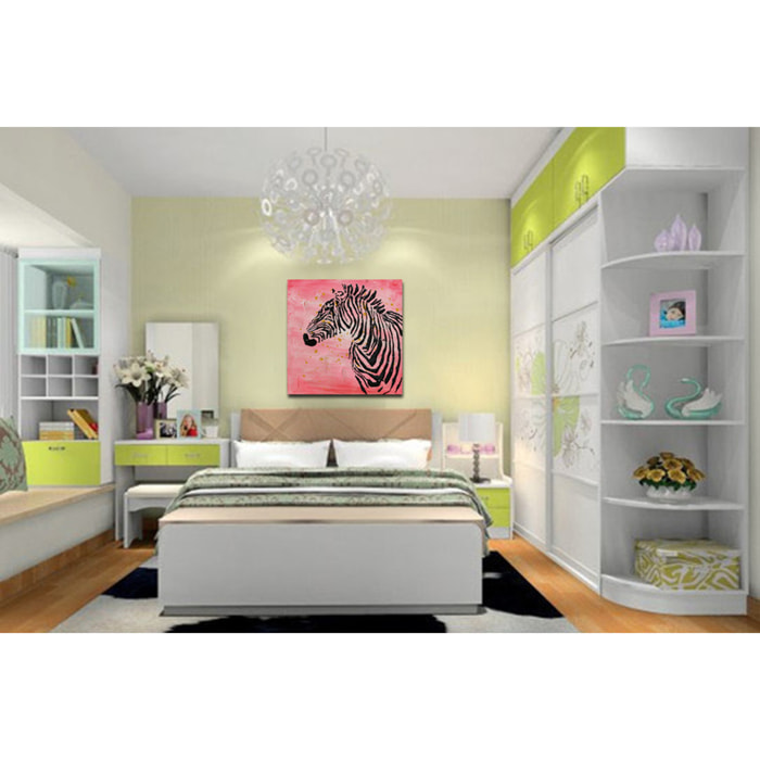 Quadro dipinto ad acrilico su tela Zebra pop art 70x70 cm — fatto a mano