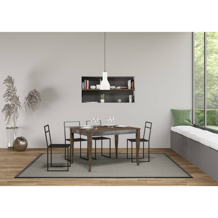 Mesa extensible 90x120/224 cm Sciabola Iron Nogal estructura Gris