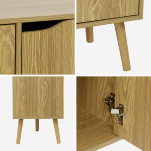 Buffet de rangement effet frêne 3 portes et 3 étagères. buffet bas. 120cm