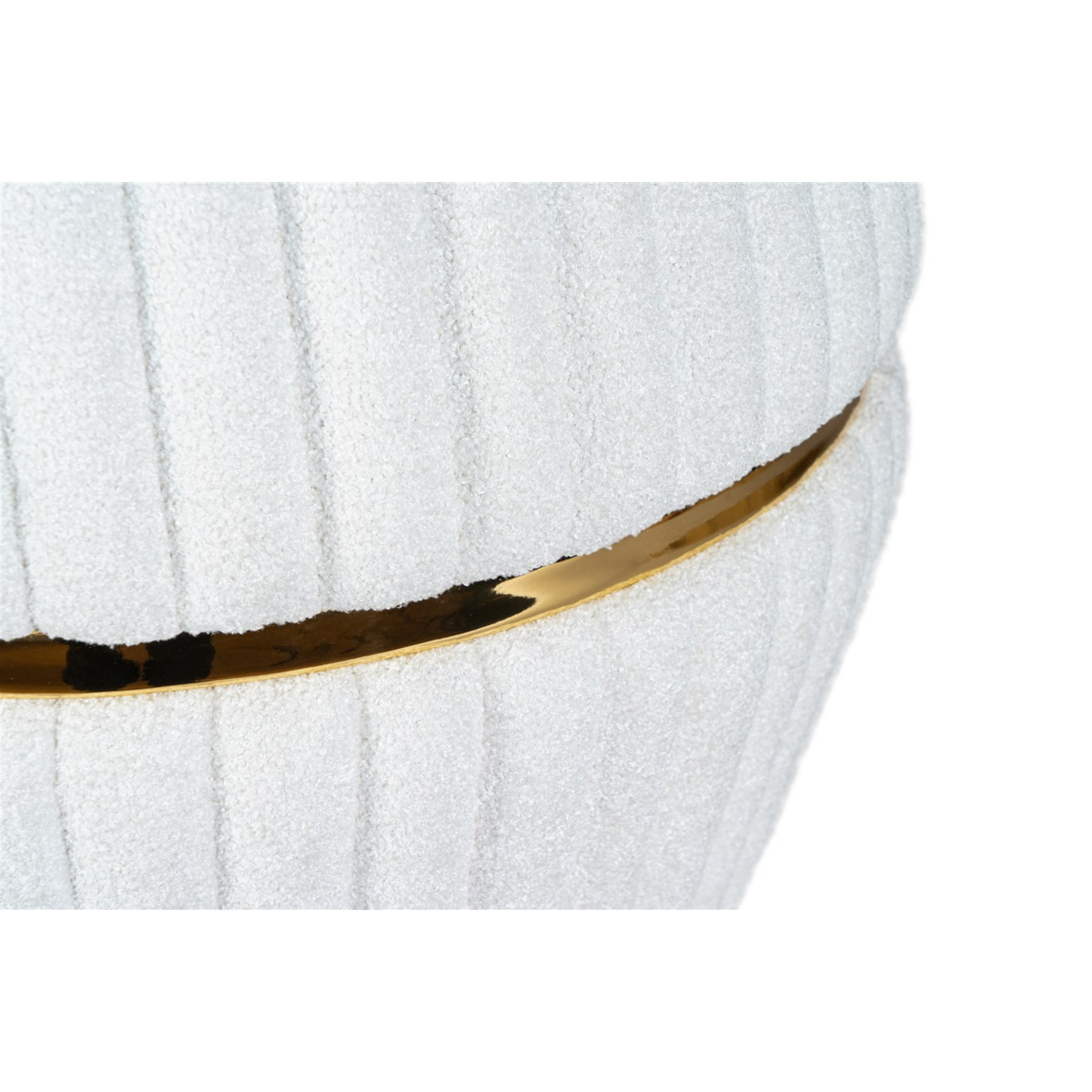 Pouf Doric 210 in tessuto bouclé bianco e oro