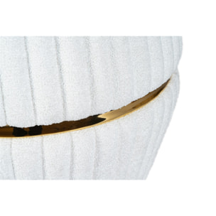 Pouf Doric 210 in tessuto bouclé bianco e oro