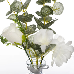 Composition eucalyptus artificielle vase verre H39cm