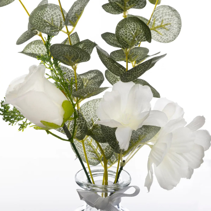Composition eucalyptus artificielle vase verre H39cm