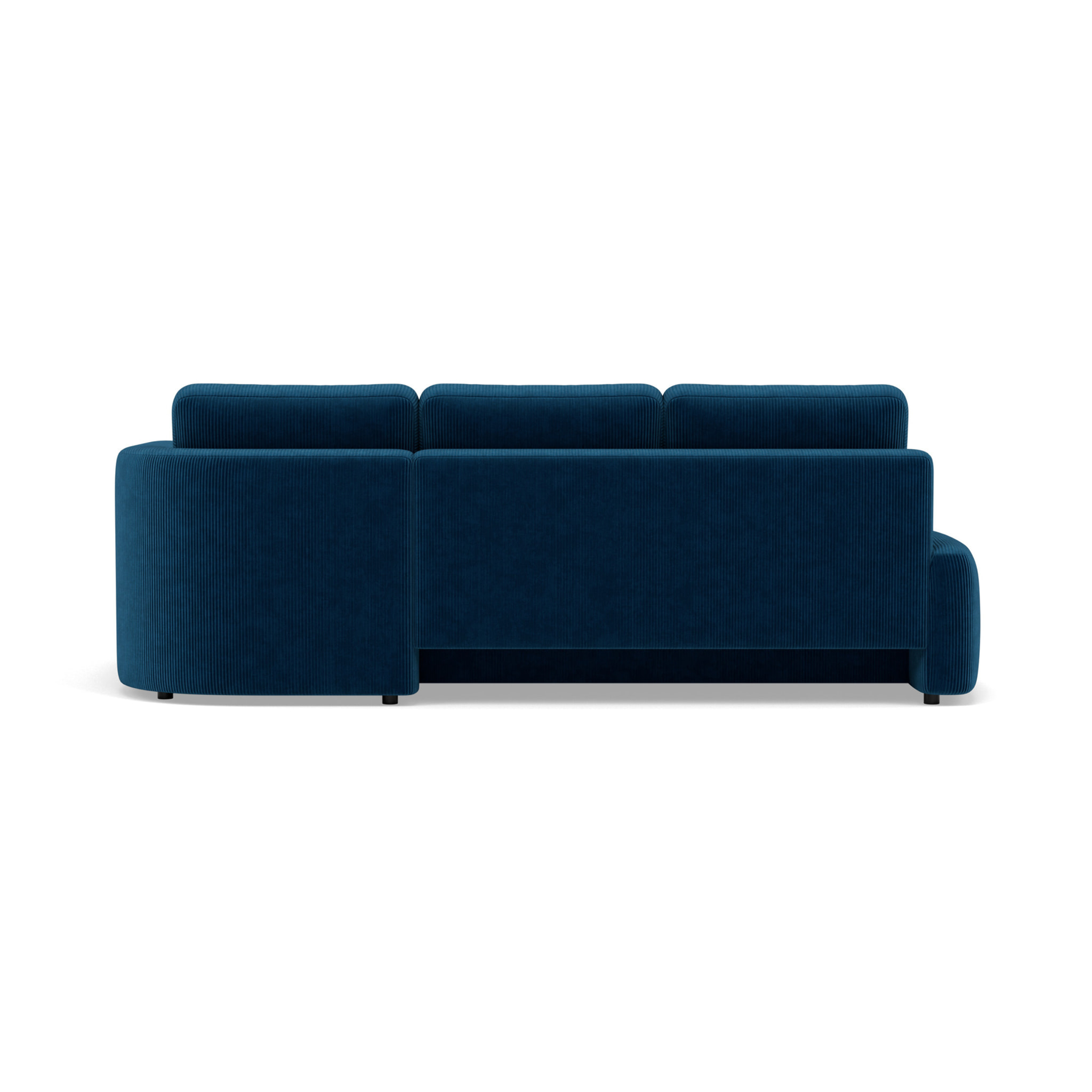 Mahina - canapé d'angle droit 4 places convertible avec coffre en velours côtelé - Bleu