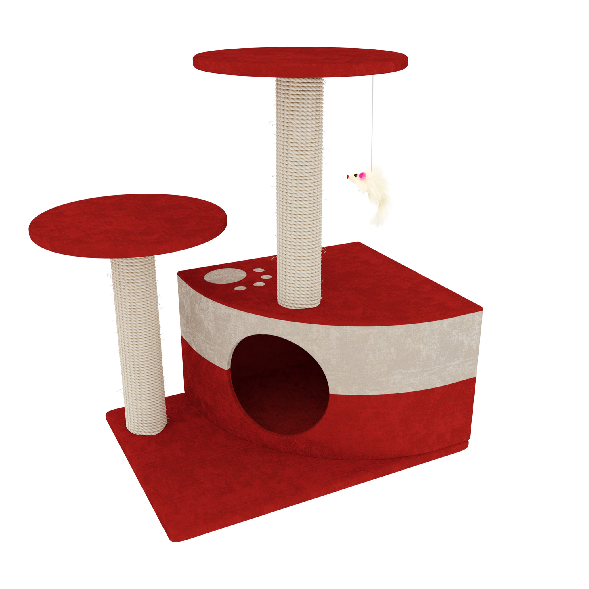 Albero per Gatto con Graffiatoio Cuccia Giocattolo Gatti Parco Giochi Tiragraffi in Sisal Naturale 71 x 44 x 33 cm