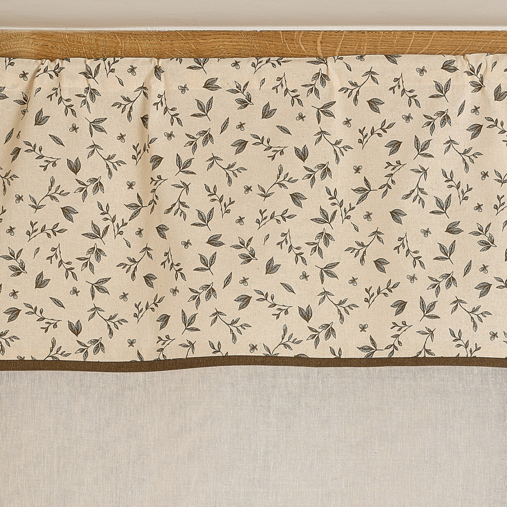 Vitrage coton à parement végétal et bas pointe - Beige