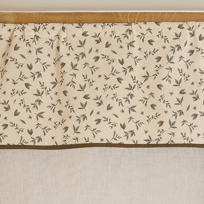 Vitrage coton à parement végétal et bas pointe - Beige