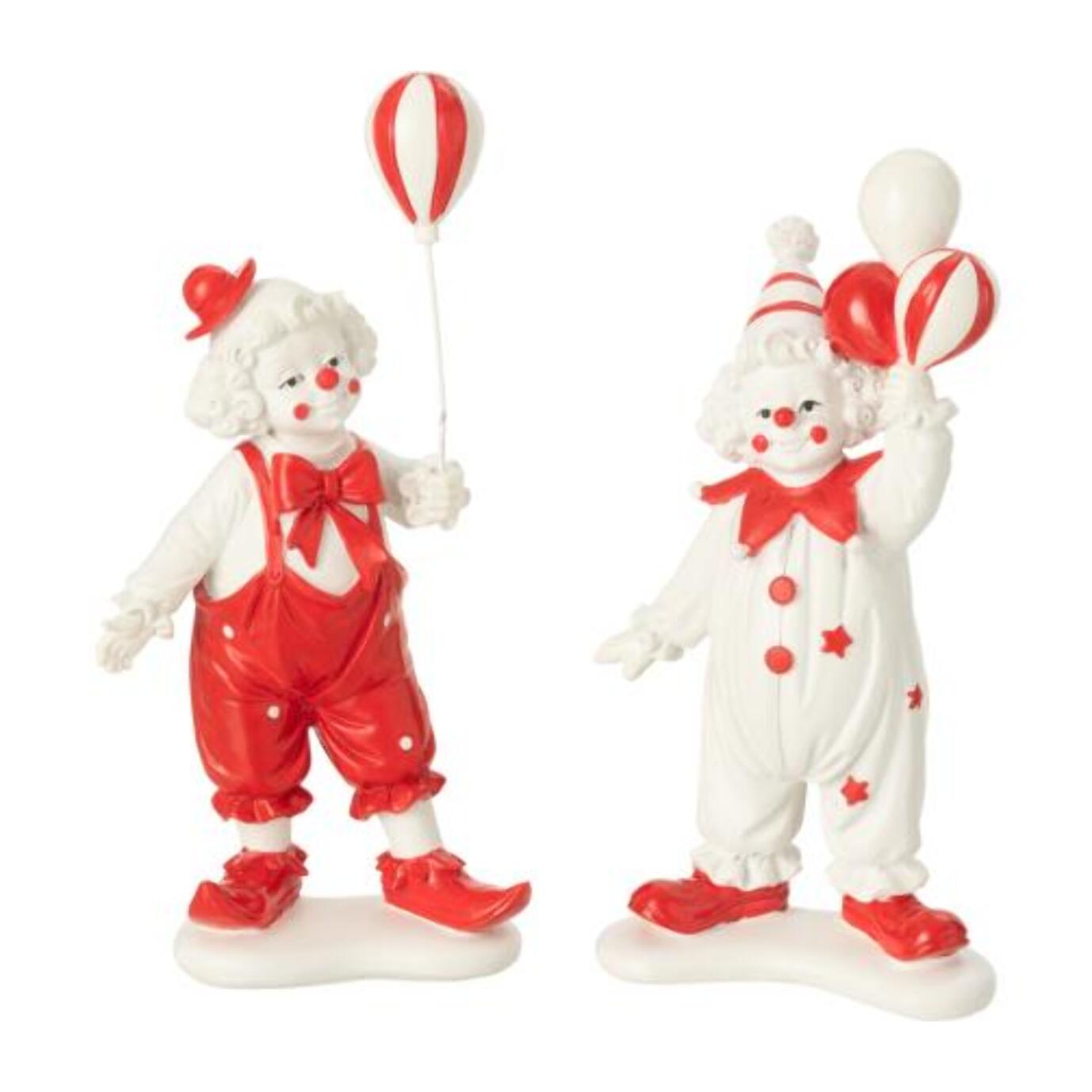 J-Line figurine Clown Ballon - polyrésine - rouge/blanc - 2 pcs