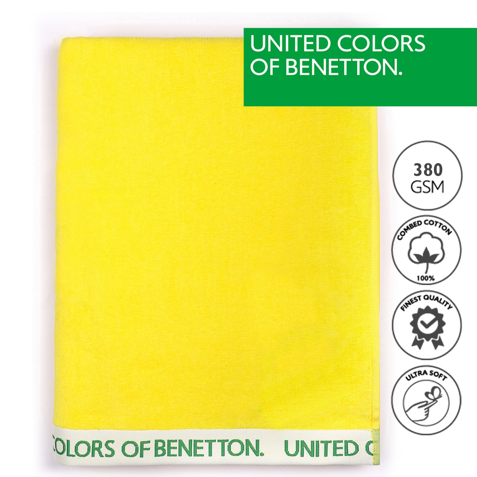 Toalla de playa  velour  amarillo  benetton