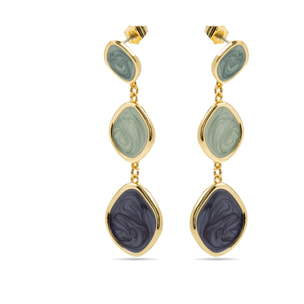 Pendientes con Lacado Azul acabado oro 18k