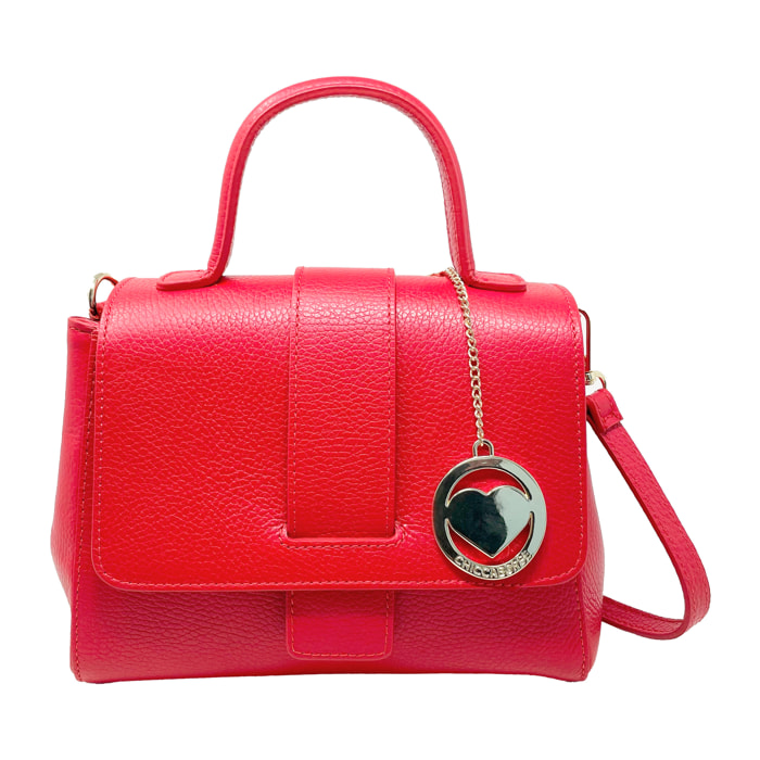 Chicca Borse - Borsa a Mano Donna in Vera Pelle - Colore Rosso