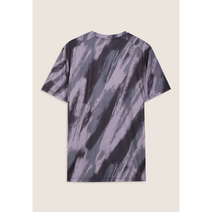 T-shirt stampata effetto pennellata in tessuto tech