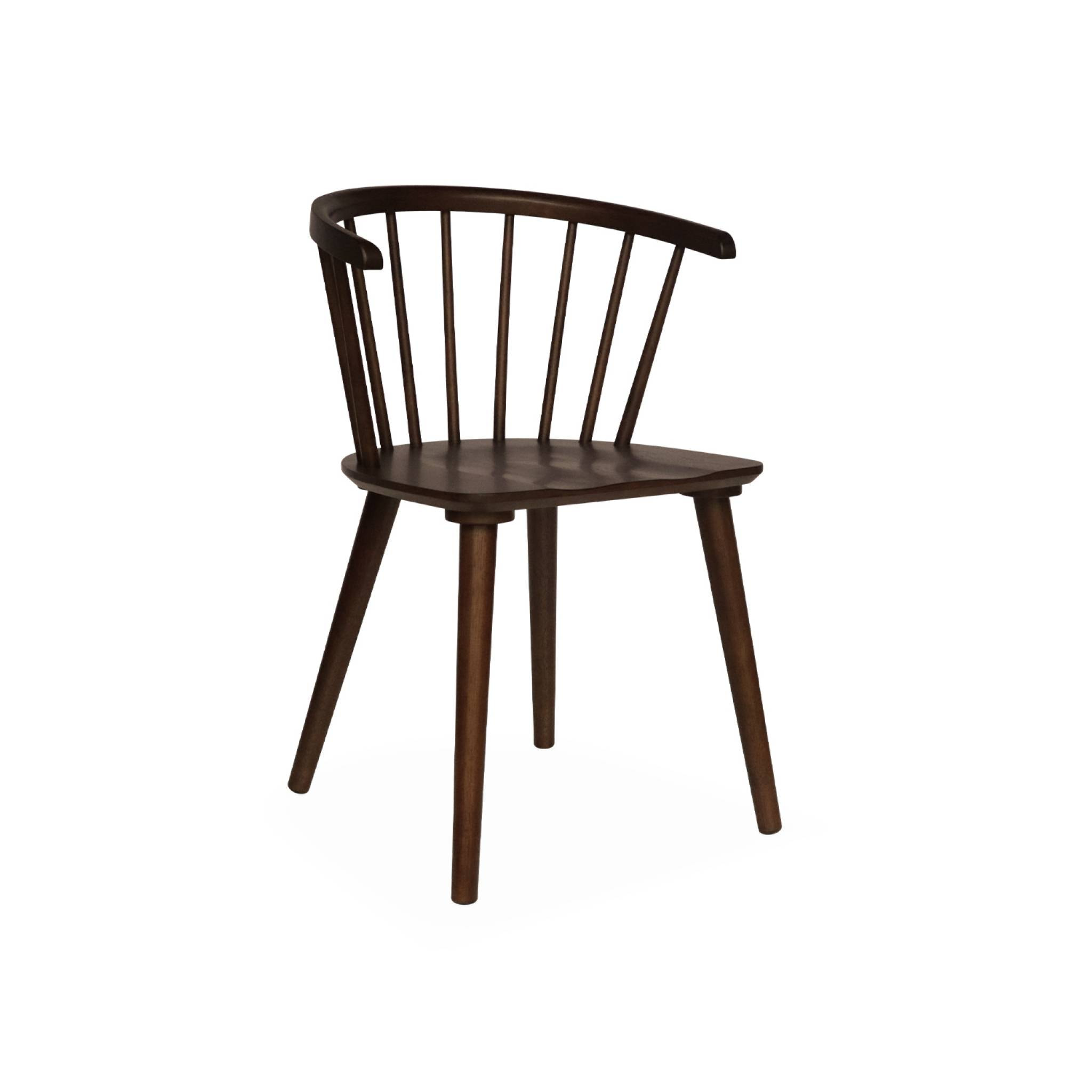 Lot de 2 chaises noyer à barreaux en bois et contreplaqué. Paula. L 51 x P 53 x H 75cm