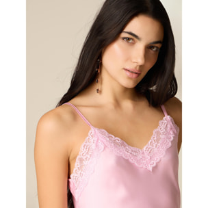 Oltre - Top de lencería en satén y encaje - Rosa