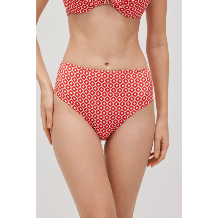 Slip bikini modellante in piqué stampato