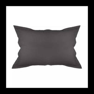 Taie d'oreiller percale de coton uni gris Olana beton