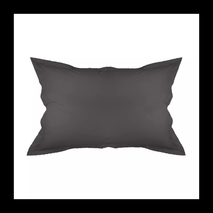 Taie d'oreiller percale de coton uni gris Olana beton