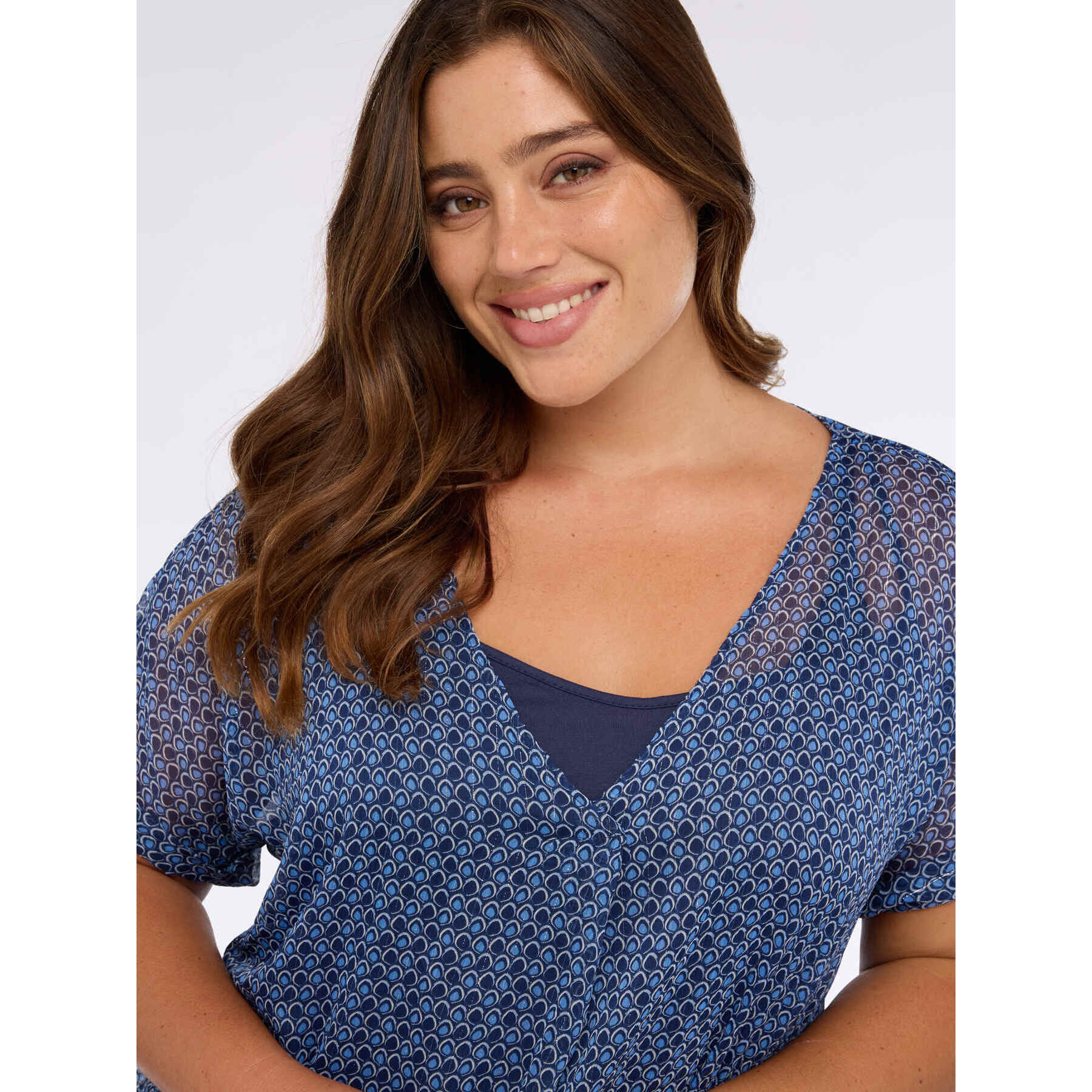 Fiorella Rubino - Blusa de crepé con escote en V - Azul