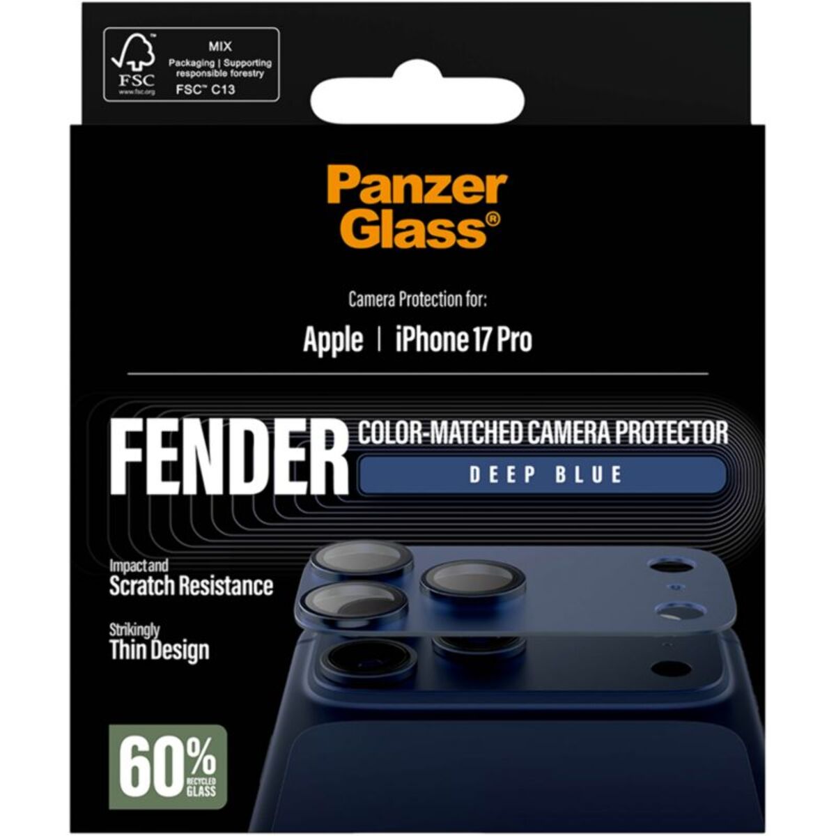 Protège objectif PANZERGLASS iPhone 17 Pro protège obj bleu intense