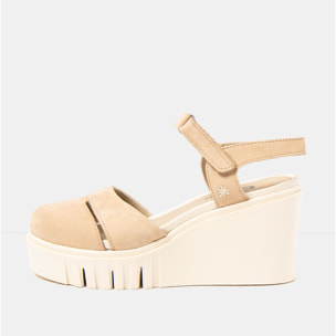 Sandalia de cuña 2083 NOBUCK CREAM/ CATANIA color Cream