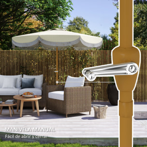 Sombrilla Terraza Exterior Ø269 cm Sombrilla de Jardín con Ángulo Ajustable y Manivela Protección UV30+ Parasol para Patio Terraza Beige