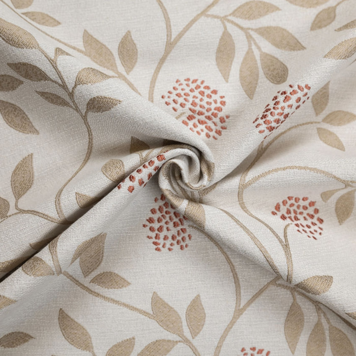 Rideau jacquard polycoton motifs végétaux - Beige