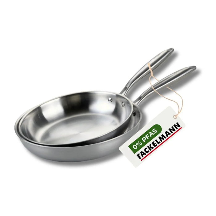 2 poêles inox 18/10 Triply Fackelmann Vita3