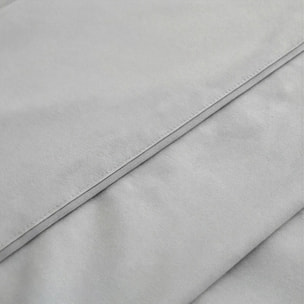 Completo lenzuola una piazza e mezza in cotone bicolore morbido e traspirante, set letto con lenzuolo sopra, sotto con angoli e federa, design con piping a contrasto elegante, tessuto leggero e resistente 116 gsm, certificato OEKO-TEX, comfort quotidiano
