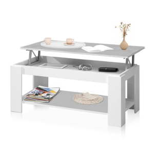 Mesa de centro elevable Lya Blanco Artik (Blanco Mate) - Gris Cemento