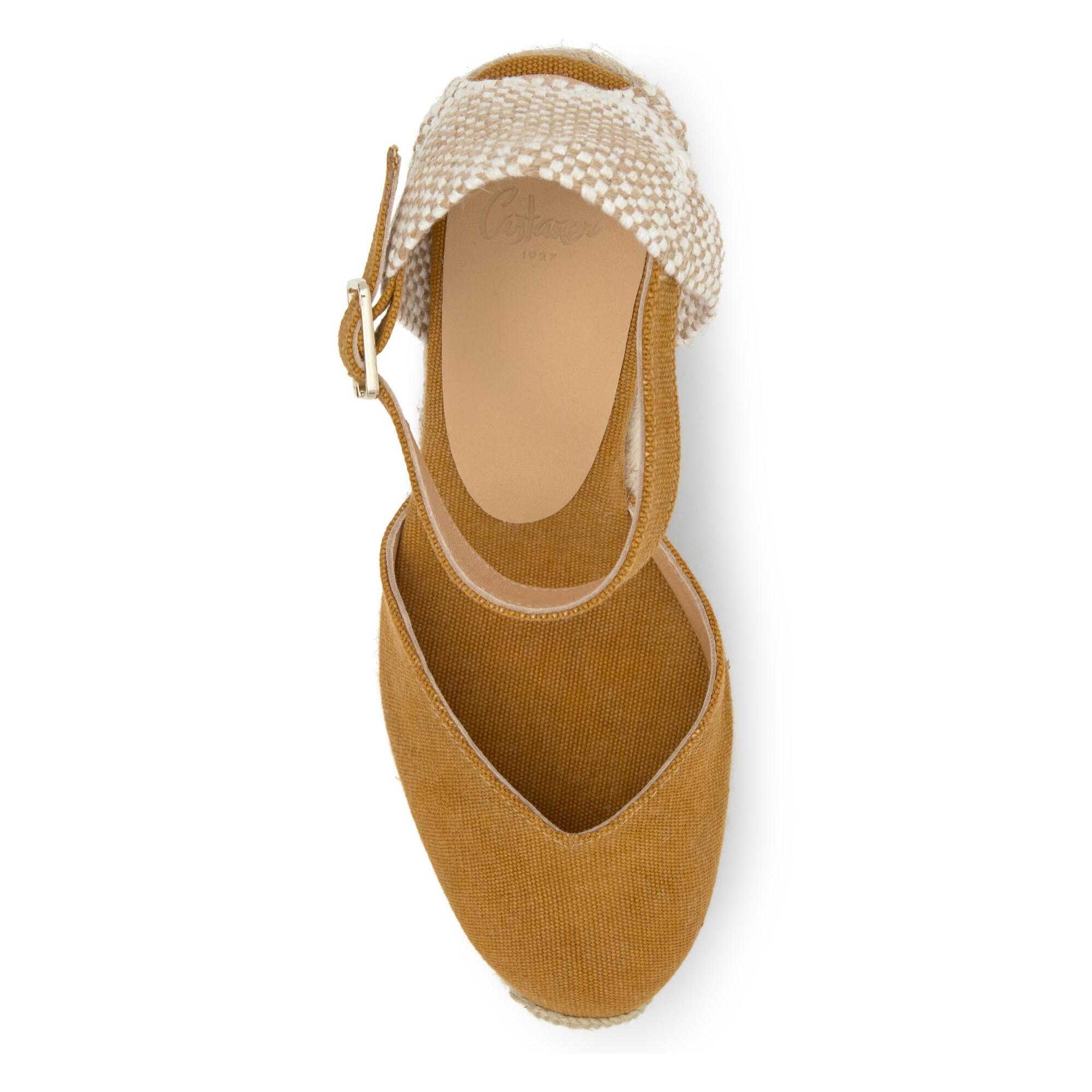 Alpargata de cuña Chiarita en algodón orgánico lavado con doble plataforma