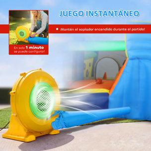 Castillo Hinchable Acuático 8 en 1 con Soplador 550W Castillo Hinchable Niños con Tobogán Zona de Salto Escalada Piscinas Canasta Lanzamiento de Aros Anillas Exterior Interior 350x320x190 cm