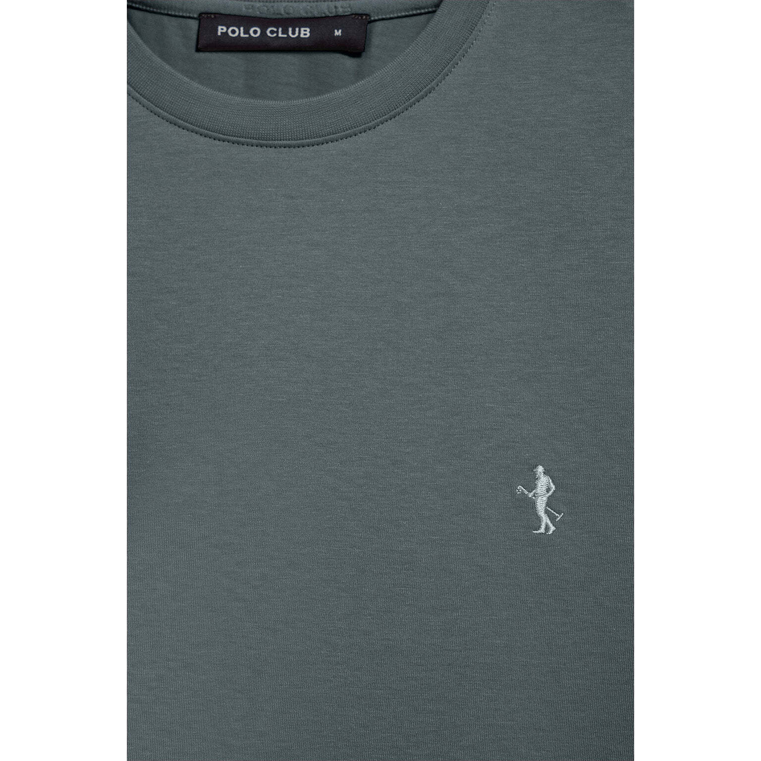 Camiseta gris piedra básica de cuello redondo y bordado Rigby Best