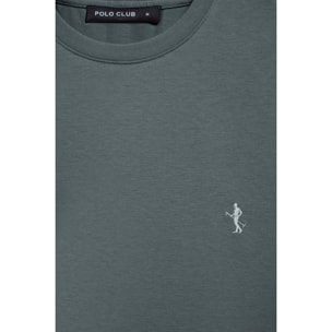 Camiseta gris piedra básica de cuello redondo y bordado Rigby Best