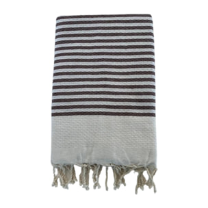 Fouta nid d'abeille traditionnelle Beige 100x200 190g/m² - Yadara Taupe