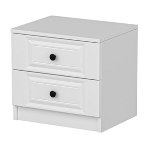 Comodino Ismael, Comò basso, Tavolino da notte, Mensola da letto, 72x42 h77 cm, Bianco