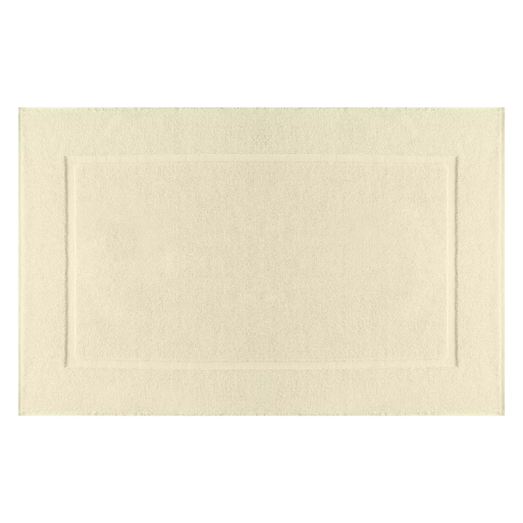 Tapis de bain pur coton 850 g/m² uni ecru Vitae blanc casse