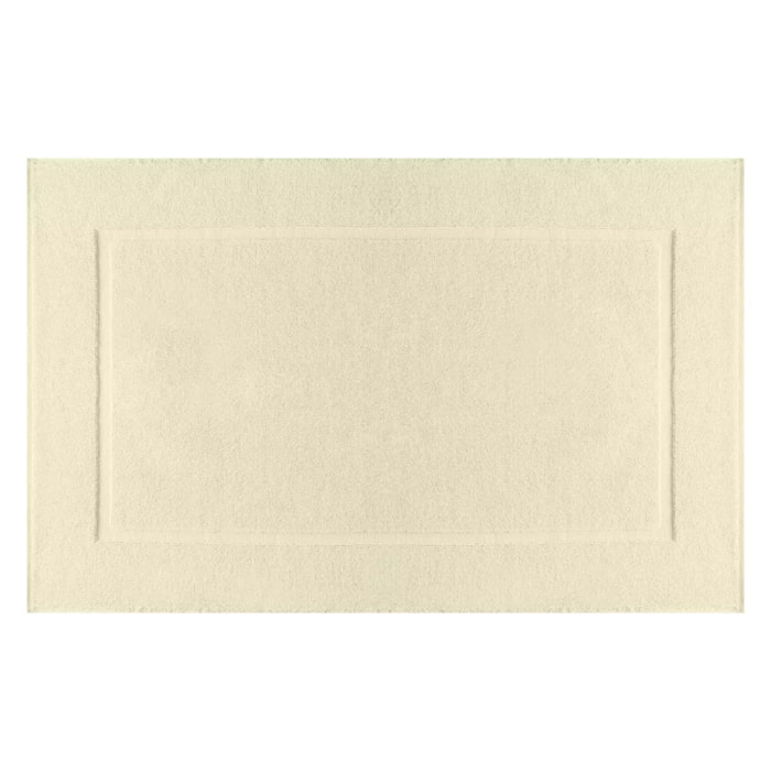 Tapis de bain pur coton 850 g/m² uni ecru Vitae blanc casse
