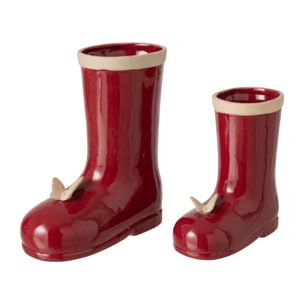J-Line Botte décorative - porcelaine - rouge foncé - large