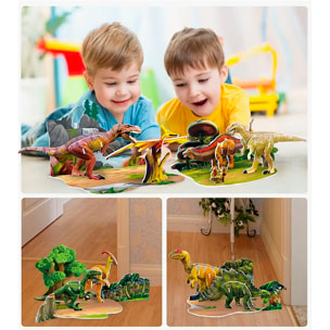 Pacchetto di 4 puzzle 3D di diversi dinosauri. Con un totale di 51 pezzi che potrai assemblare senza bisogno di attrezzi o colla. Raccomandato per bambini oltre i 3 anni.
