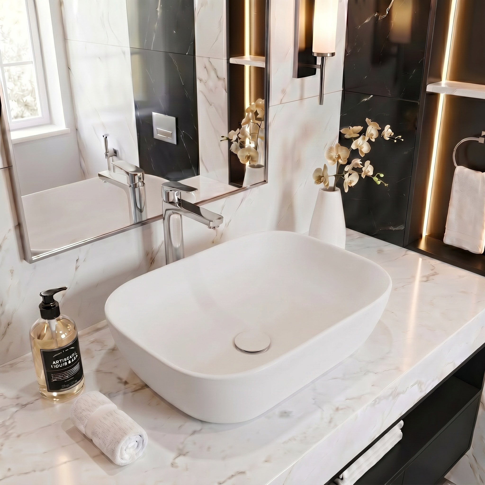 Vasque à poser 45,5 x 32,5 x 13,5 cm sans trop-plein blanc mat Infinitio SAT (SATINF4532M)