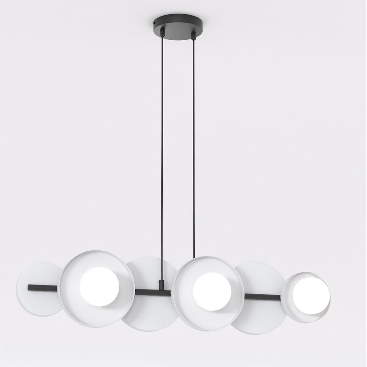 Lampada a sospensione Model in acciaio grigio e vetro