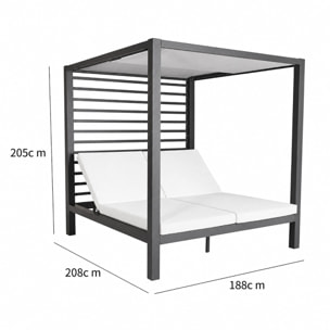 Lit de jardin 2 places structure aluminium gris foncé TALANA