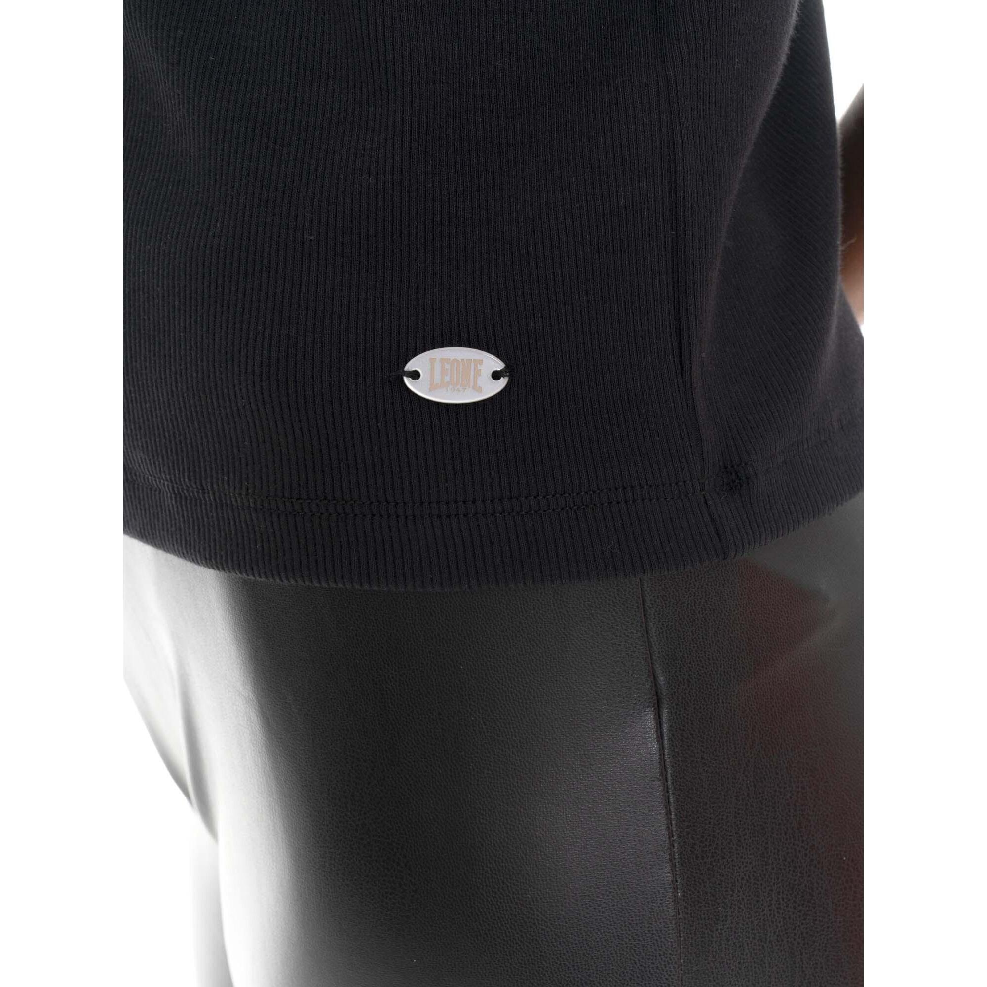 T-shirt donna a manica corta in costina Leone 1947 Glam Winter