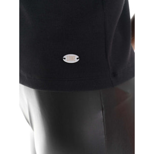 T-shirt donna a manica corta in costina Leone 1947 Glam Winter