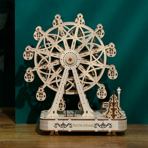 Modello in legno 3D, design di ruota panoramica con musica e movimento meccanico. 133 pezzi.