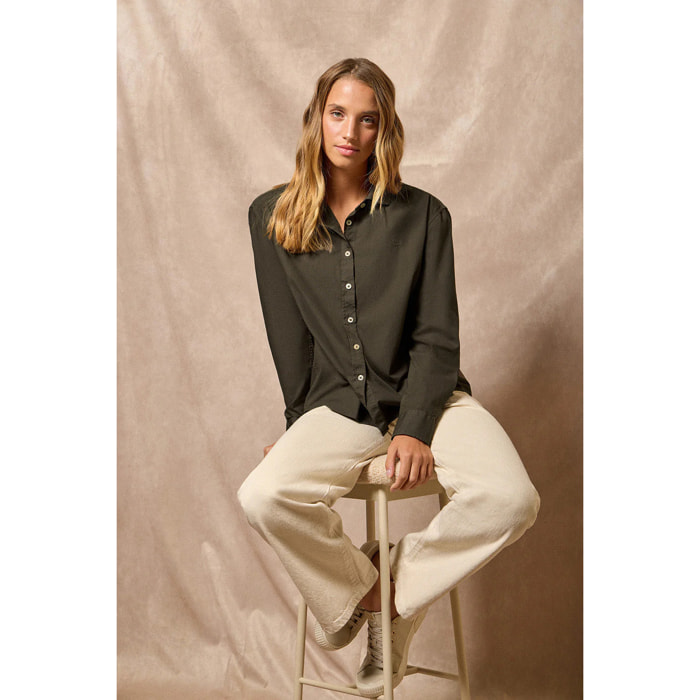 Camisa loose fit verde con logo block Polo Club