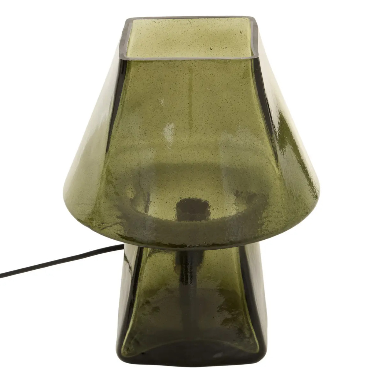 Lampe champignon Elita H.26cm en verre vert